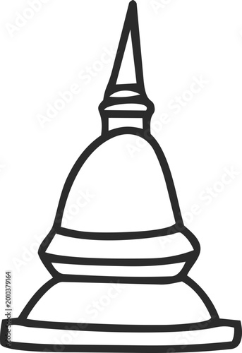 Thai pagoda thai culture line outline doodle icon for design concept