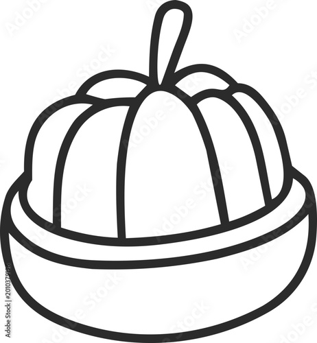 Mangosteen thai culture line outline doodle icon for design concept