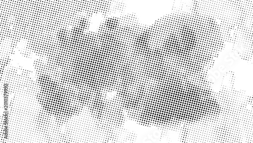 Quadro su tela Black and white halftone pattern with grunge texture background halftone backgro