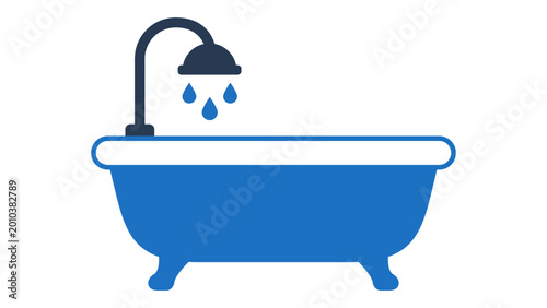 Valokuva Contemporary freestanding bathtub vector illustration for luxury bathroom decor and spa branding, featuring a minimalist outline design suitable for web interface icons and print marketing materials
