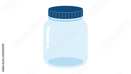 Tableau sur toile Vivid minimalist vector icon of a classic glass storage jar with a lid, perfect for pantry organization and kitchen storage concepts, presented as a clean hand-drawn line art illustration