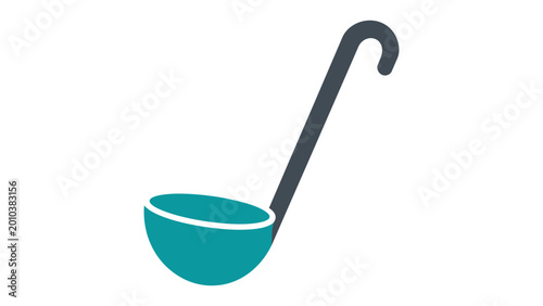 Konstfotografi Modern vector icon of a kitchen ladle for cooking and serving soups, clean hand-drawn line art illustration ideal for culinary themes, restaurant branding, and minimalist kitchenware graphics