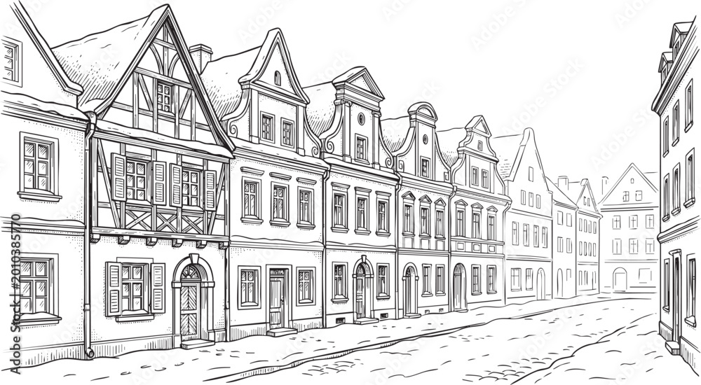 Obraz premium European Old Town Street