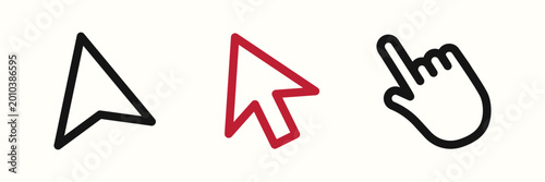 Computer Mouse Cursor and Hand Pointer Icon Set. Vector arrow and hand symbol with pixelated form. Transparent vector illustration