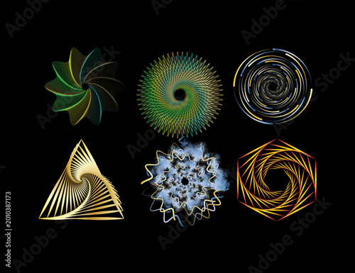 Abstract Geometric Spiral Shapes Collection.