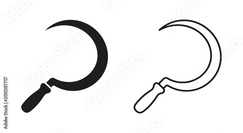 Schilderij op canvas Sickle and scythe silhouettes on a white background silhouette
