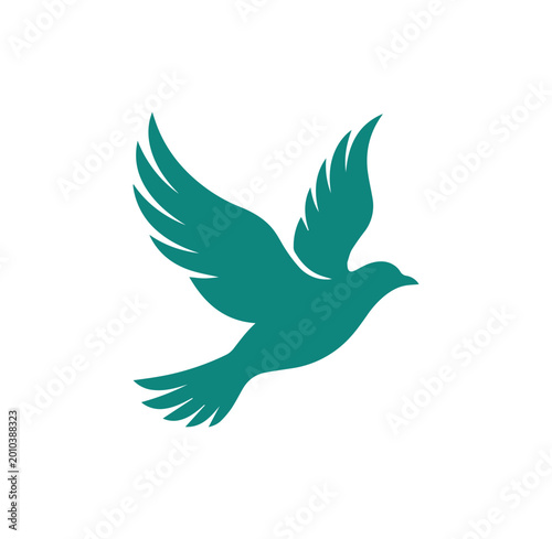 Minimalist flying dove silhouette icon vector graphic with silhouette, isolated