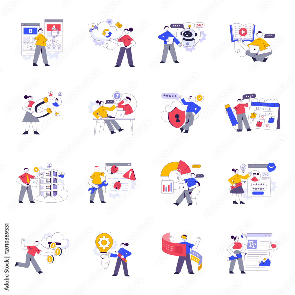 Fototapeta premium Set of Seo Flat Illustrations