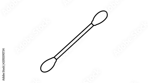 Foto Minimalist cotton swab vector icon with editable stroke, hygienic bud illustration for medical and personal care, customizable line weight scalable thin line art professionally isolated on white