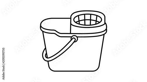 Fotografía Clean mop bucket illustration with an editable stroke for household cleaning graphics