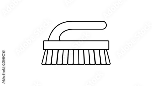 Fényképezés Professional scrubbing brush illustration with editable stroke, a minimalist vector icon for household cleaning services, domestic hygiene tools, and maintenance graphic design projects online