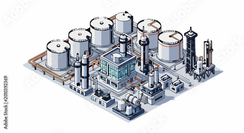 Canvas-taulu Industrial Chemical Plant with Storage Tanks and Towers 2.