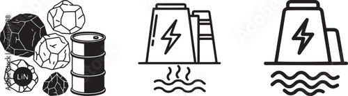 Foto Nuclear power plant and uranium ore icons