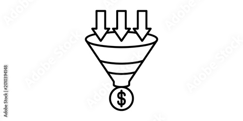 Εκτύπωση καμβά Sales funnel icon with arrows going in and dollar coin coming out, representing business growth and revenue generation concept