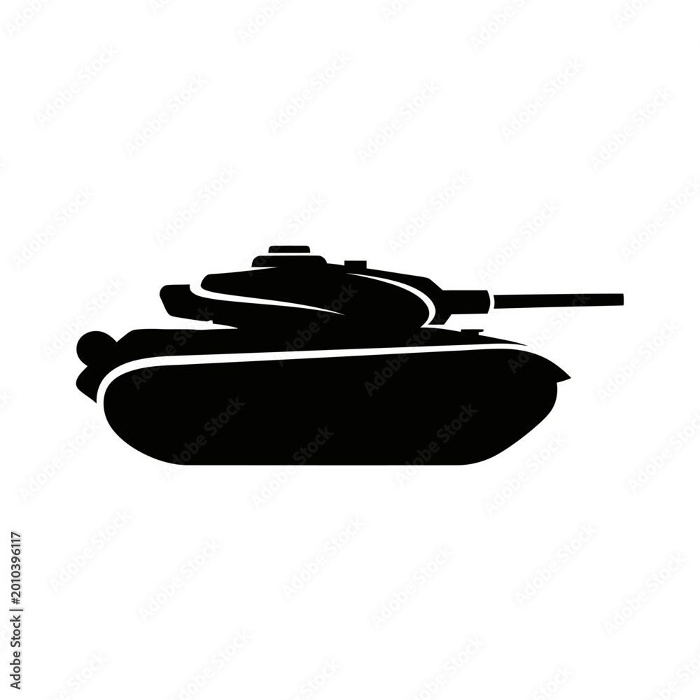 Fototapeta premium Silhouette of a modern military tank, isolated on white background