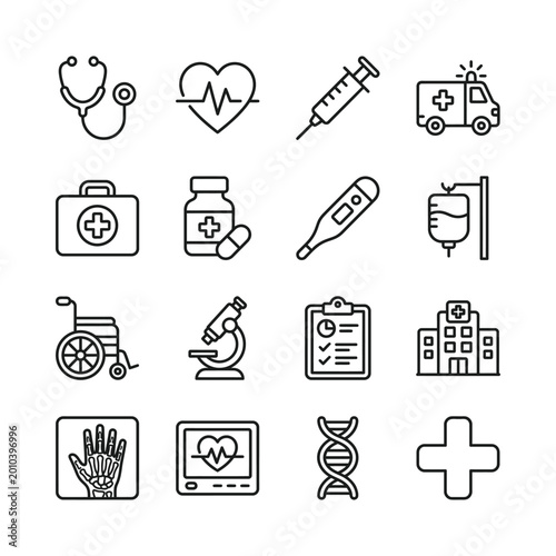 Healthcare and medical service icons for infographics Vector