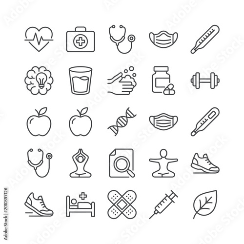 Comprehensive medical and health icon grid vector