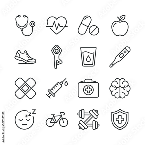Health and medical icon set vector illustration