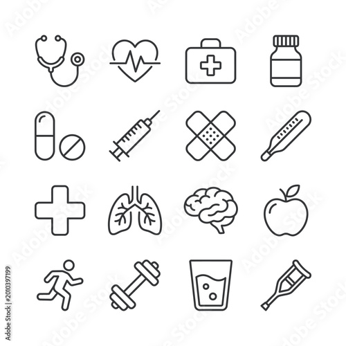 Assortment of medical and wellness icons vector