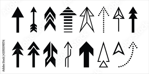 Foto Collection of black arrow icons and symbols for directional and targeting purpos