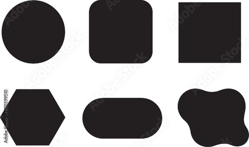 Icon container shapes set solid silhouette circle rounded square hexagon pill blob minimal UI background elements
