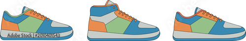 Photos Collection of modern colorful sneaker vector illustrations featuring stylish ath