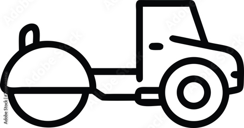 Tableau sur toile Hand drawn outline of a road roller vehicle on a white background compactor icon