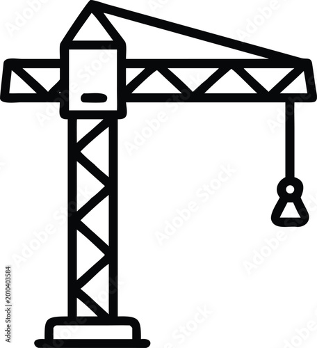 Cuadro en lienzo Web icon app icon Black outline icon of a construction crane on a white backgrou