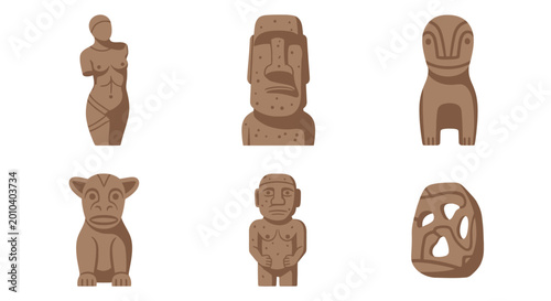 Tableau sur toile Ancient Sculptures Collection: Moai, Venus, and Tribal Figures