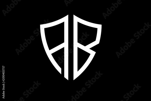 Modern AB Letter Logo with Shield Shape Minimal Monogram Design