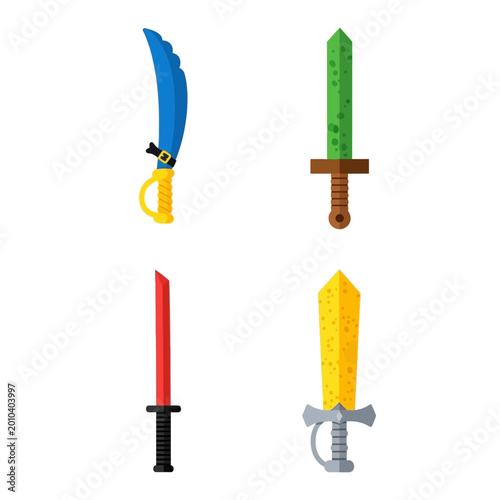 Bild auf Leinwand Collection of Four Fantasy Swords, Cartoon Style