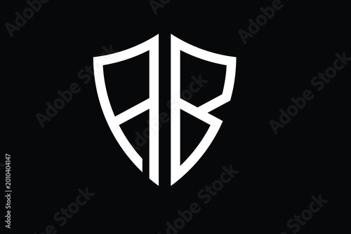 Modern AB Letter Logo with Shield Shape Minimal Monogram Design