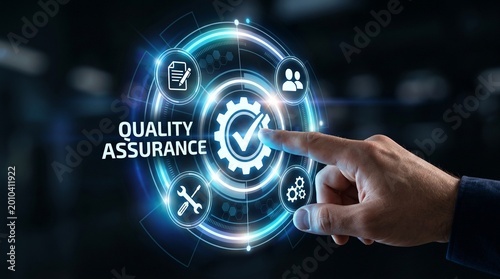 Quality Assurance & Digital Technology: A digital interface, highlighting quality assurance and assurance concept.