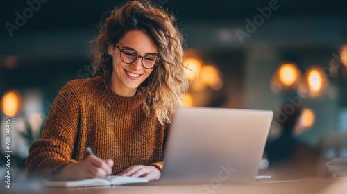 Woman working laptop indoor