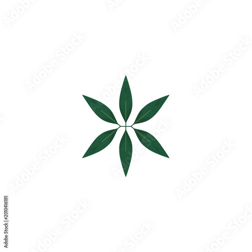 Elegant Green Six Petal Symbol | Modern Botanical Star Logo Illustration