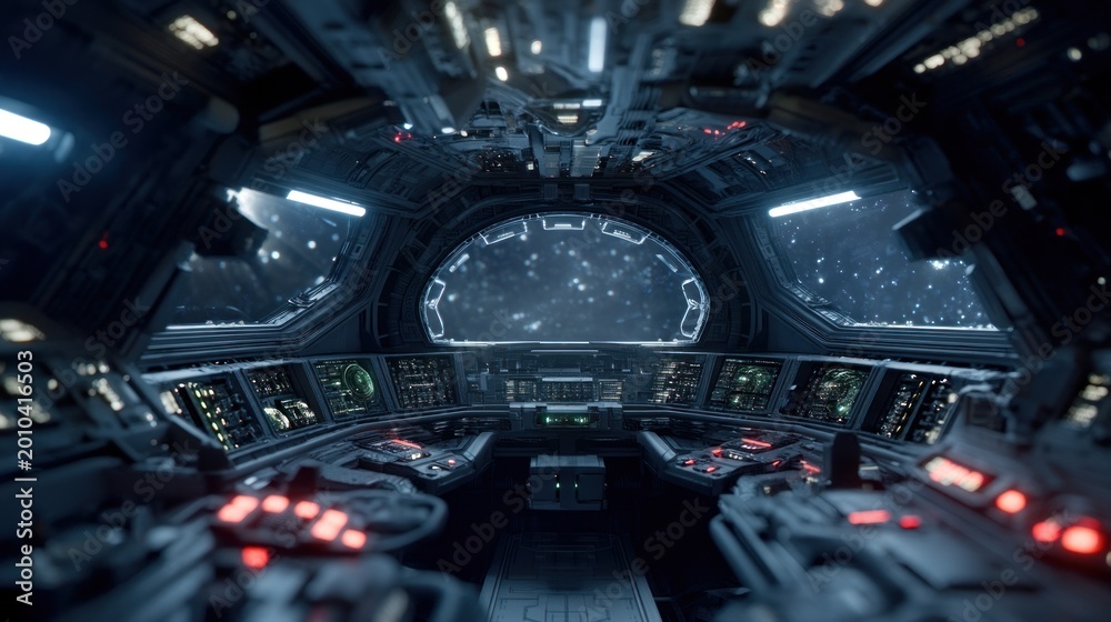 Fototapeta premium Spaceship cockpit interior