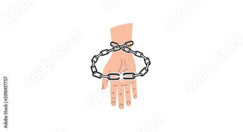 Quadro em tela Hand with metal chain around wrist.