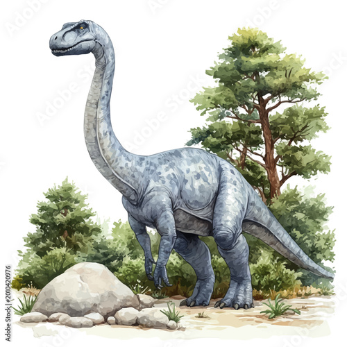Foto watercolor of Diplodocus draw illustration, isolated on a white background