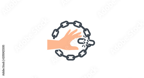 Cuadro en lienzo Hand breaking free from chain link.