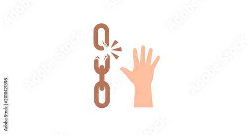 Tableau sur toile Hand breaking free from metal chain.