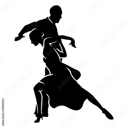 Bilde på lerret Silhouettes of a couple moving in unison