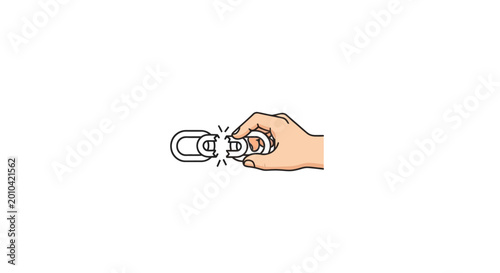 Photos Hand holding a metal chain link.