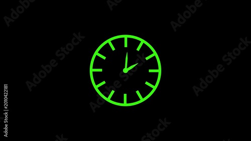 Time lapse of spinning clock animation in 12 Hour. Seamless motion animated footage. White colored watch with hands move quickly. Time concept. Alpha channel 
