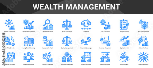 Tableau sur toile WEALTH MANAGEMENT  Icon set collection