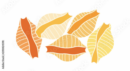 A cluster of stylized autumn leaves in warm orange and yellow hues