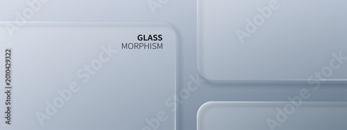 Tableau sur toile Liquid glass morphism vector background with translucent frosted rectangles