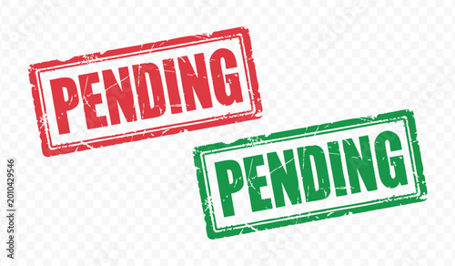 Slika na platnu Pending approval stamp labels in red and green for business review and document