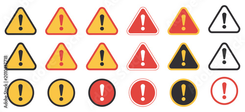Photos Caution, danger, and warning sign set, safety alert symbols, hazard and risk ind