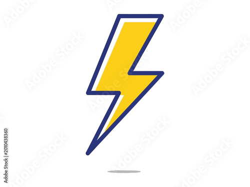 Free Download Bright yellow lightning bolt symbol with a dark blue outline and a subtle shadow indicating energy and power for graphic design concepts - GFXLoad