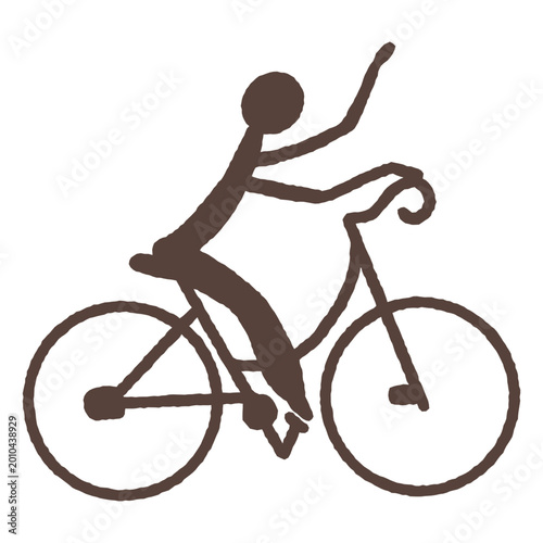Photos Man biking in cave painting style